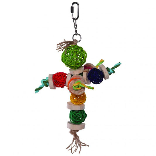 Kazoo Bird Toy Wicker Scarecrow Asst