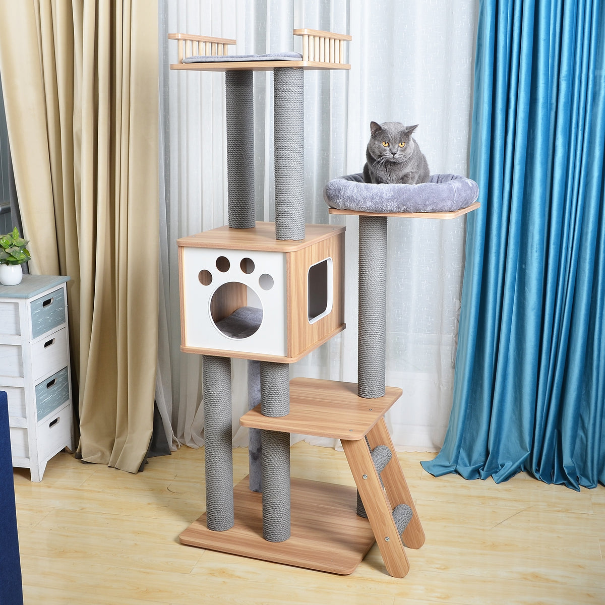 PetPals Wooden 5 Level Cat Tower