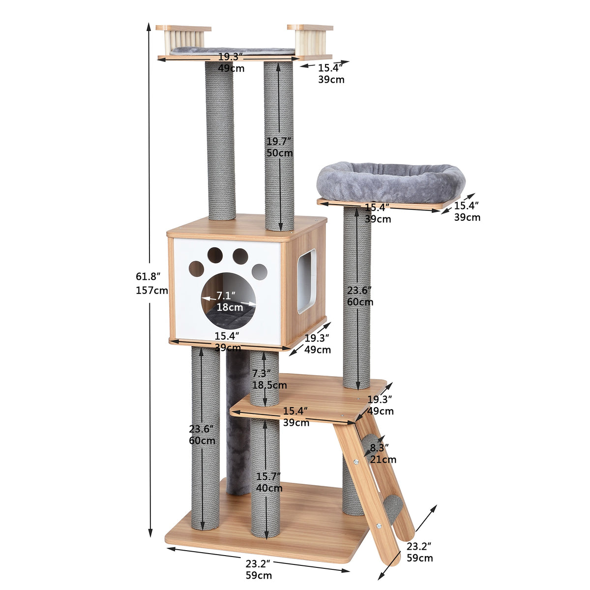PetPals Wooden 5 Level Cat Tower