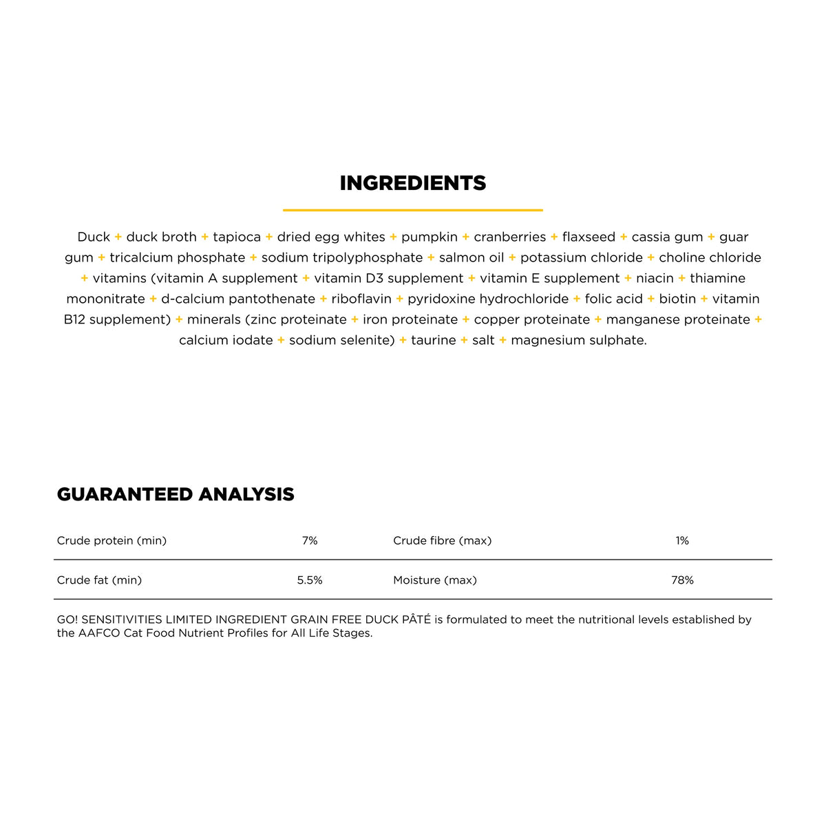 Go! Solutions SENSITIVITIES Grain Free Limited Ingredient Duck Wet Cat Food