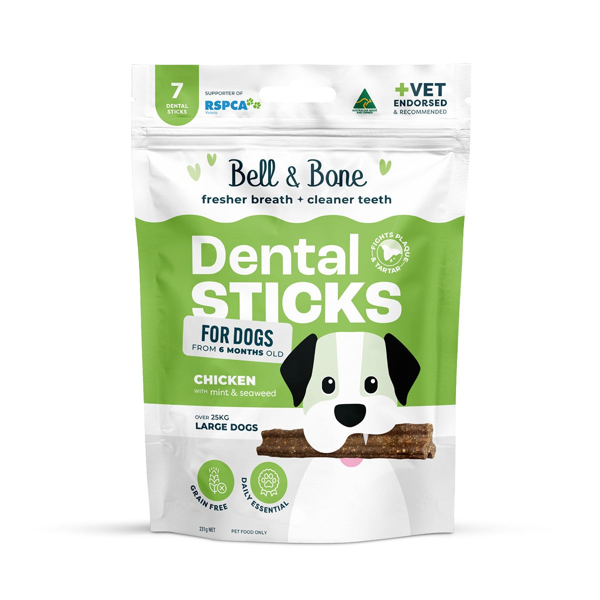 Bell & Bone Chicken, Mint and Seaweed Dental Sticks Dog Treats