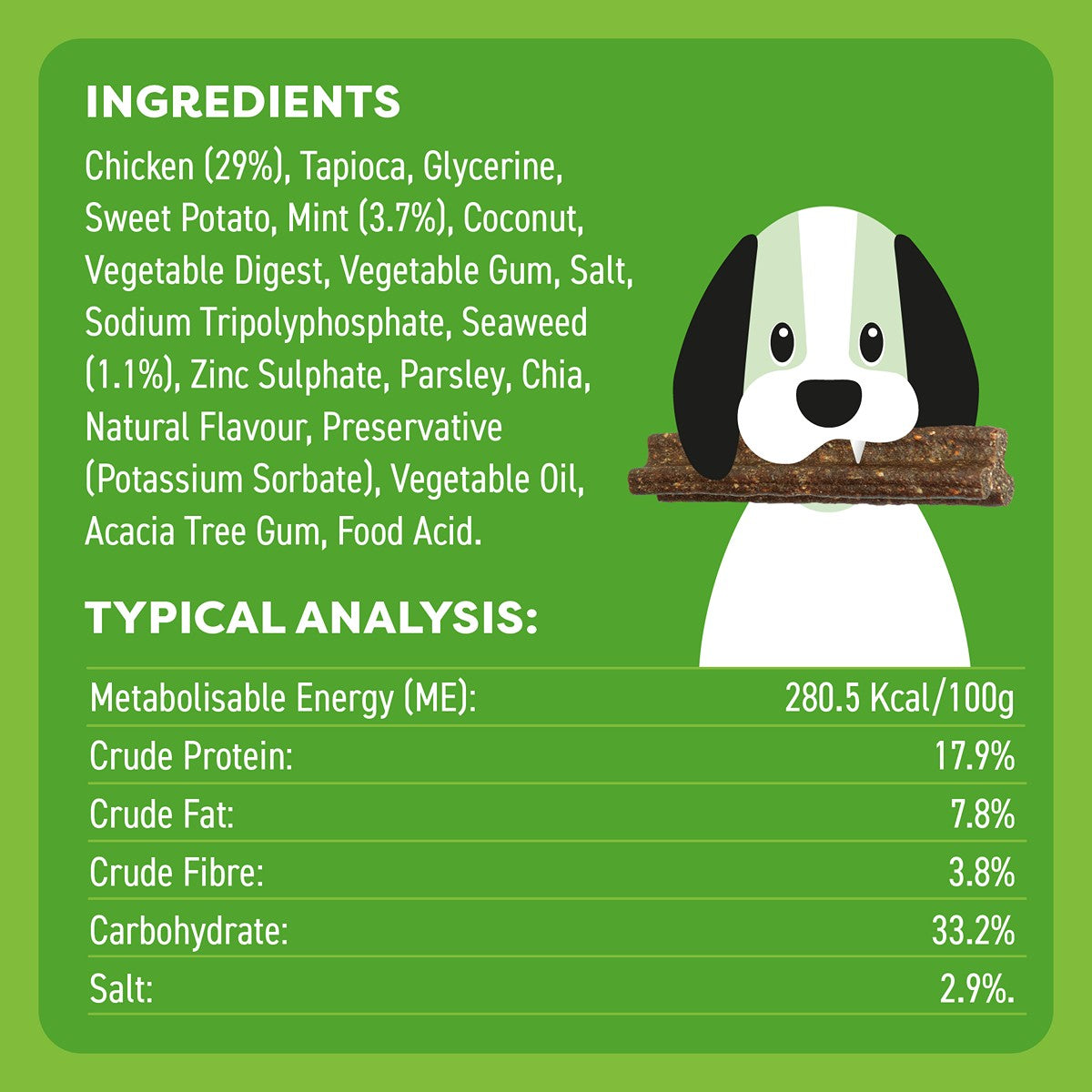Bell & Bone Chicken, Mint and Seaweed Dental Sticks Dog Treats