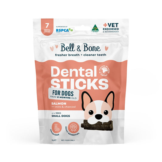 Bell & Bone Salmon, Mint and Charcoal Dental Sticks Dog Treats
