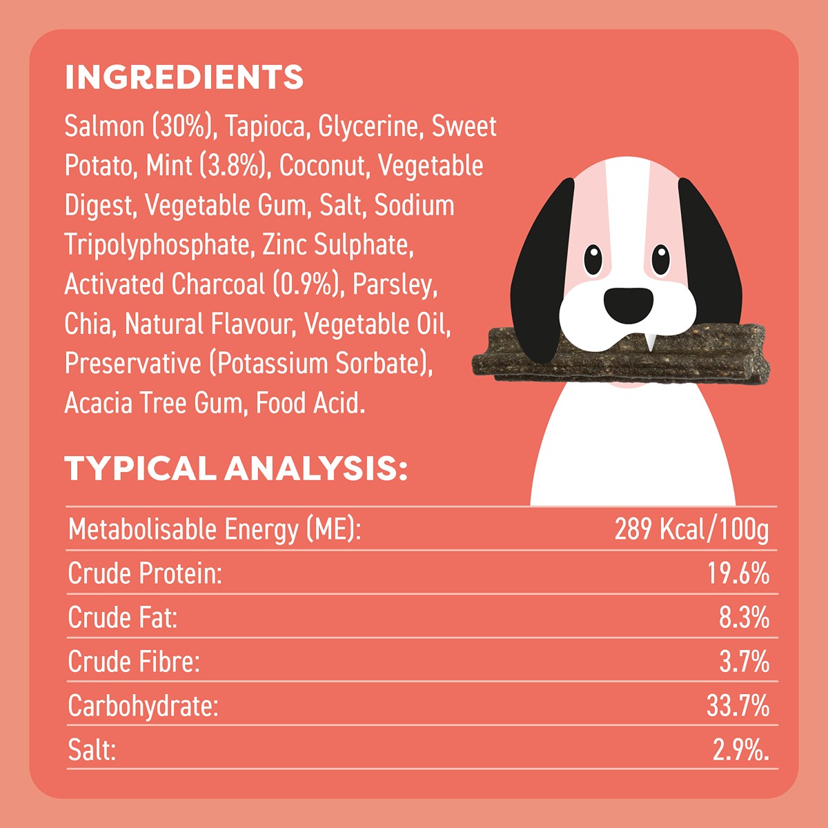 Bell & Bone Salmon, Mint and Charcoal Dental Sticks Dog Treats