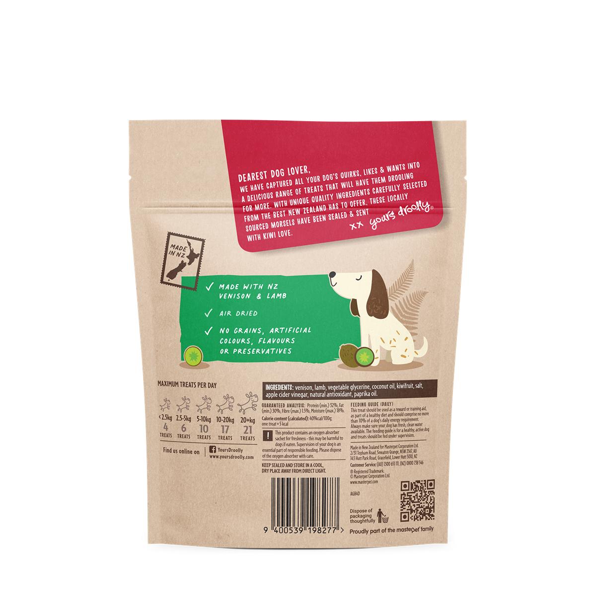 Yours Droolly Kiwi Grown Venison, Lamb & Kiwifruit Dog Treats
