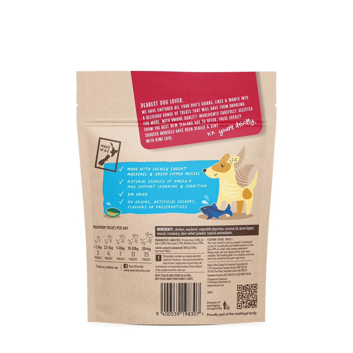Yours Droolly Kiwi Grown Chicken & Mackerel Puppy & Dog Treats
