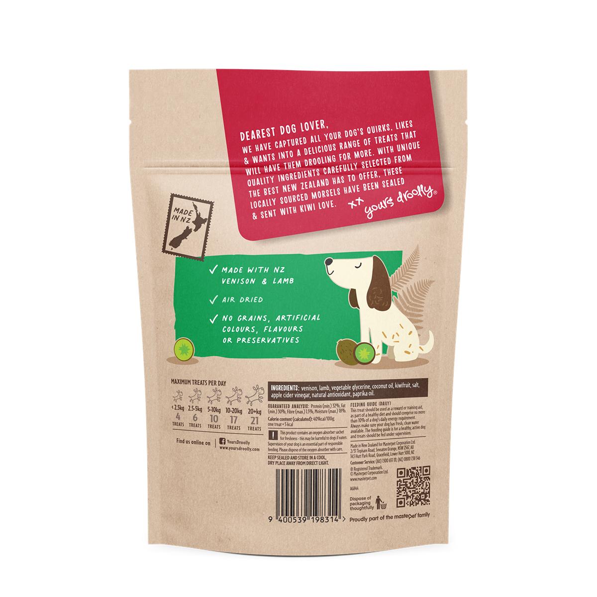 Yours Droolly Kiwi Grown Venison, Lamb & Kiwifruit Dog Treats