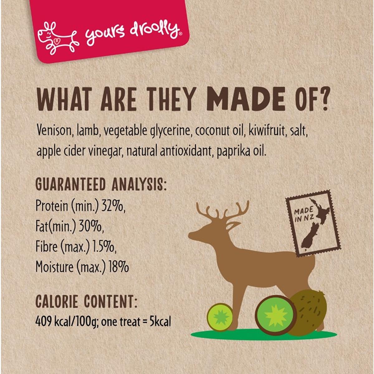 Yours Droolly Kiwi Grown Venison, Lamb & Kiwifruit Dog Treats