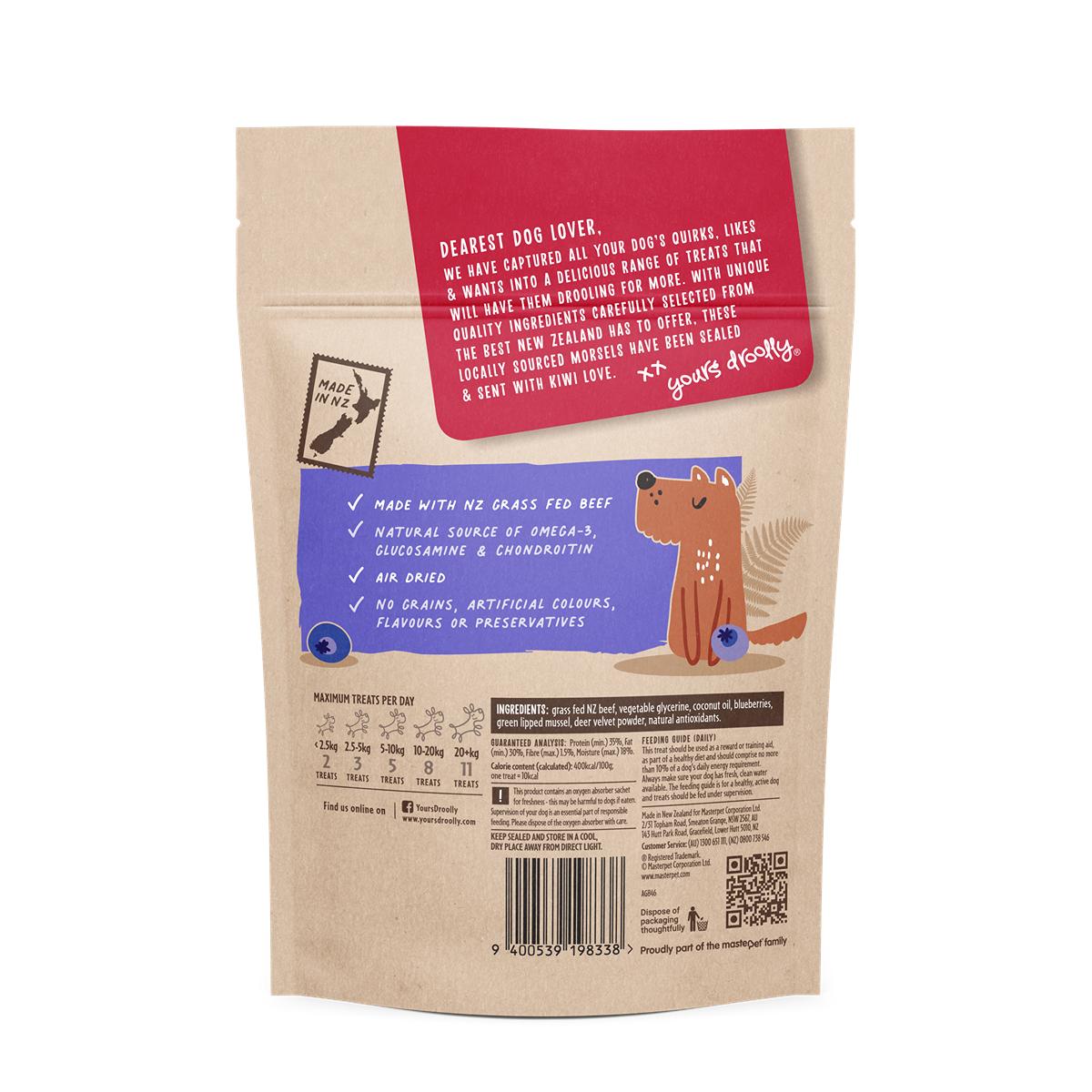 Yours Droolly Kiwi Grown Beef & Blueberry Senior Dog Treats