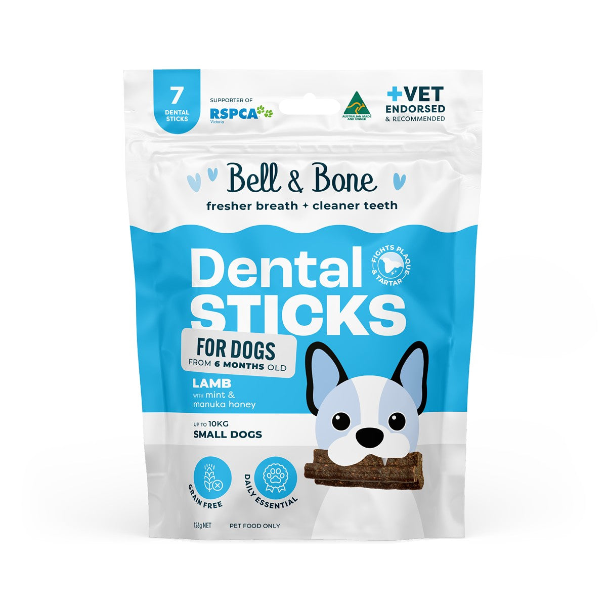 Bell & Bone Lamb, Mint & Manuka Honey Dental Sticks Dog Treats
