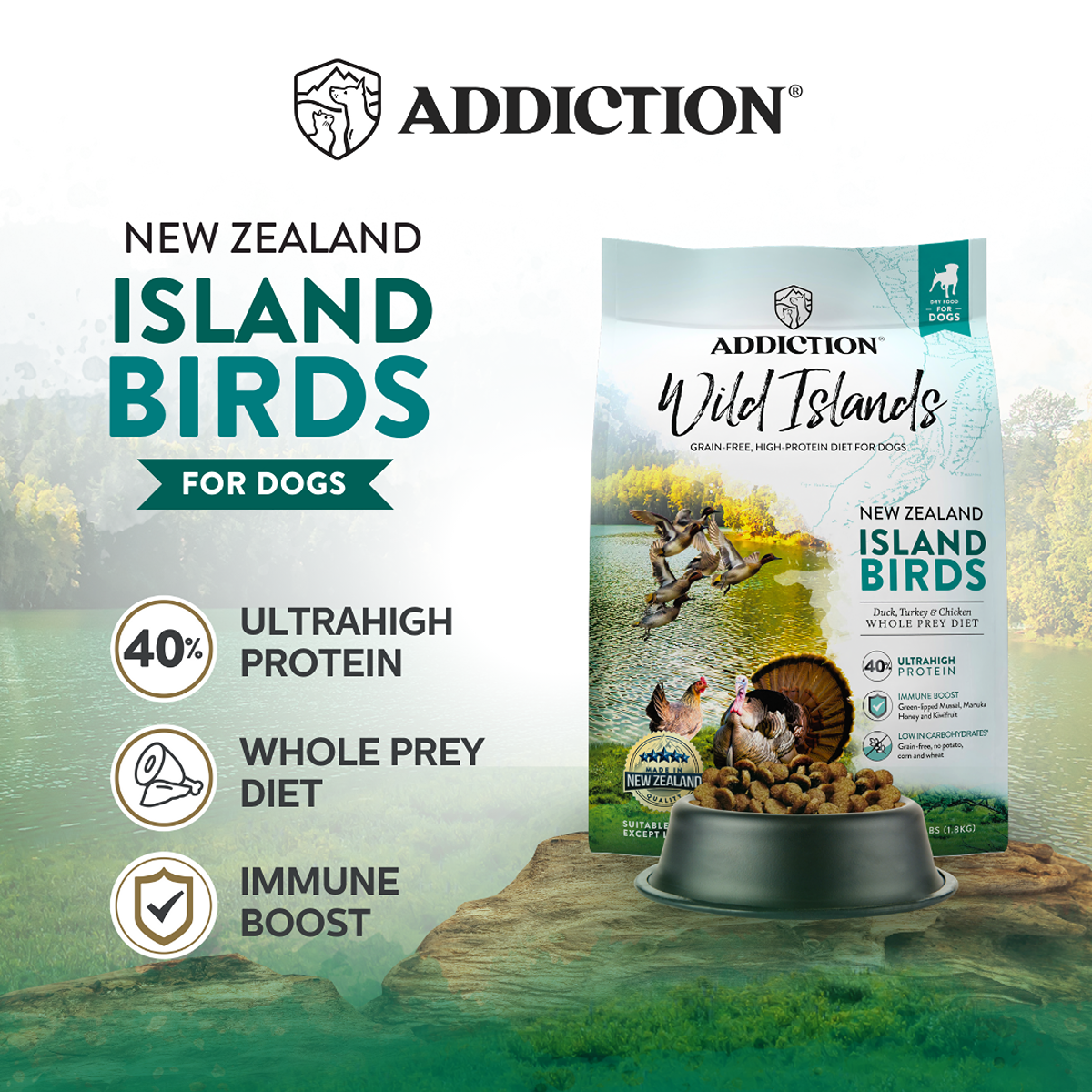 Addiction Wild Islands NZ Island Birds Dry Dog Food