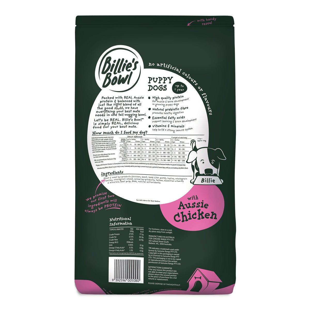 Billie’s Bowl Puppy Chicken Dry Dog Food