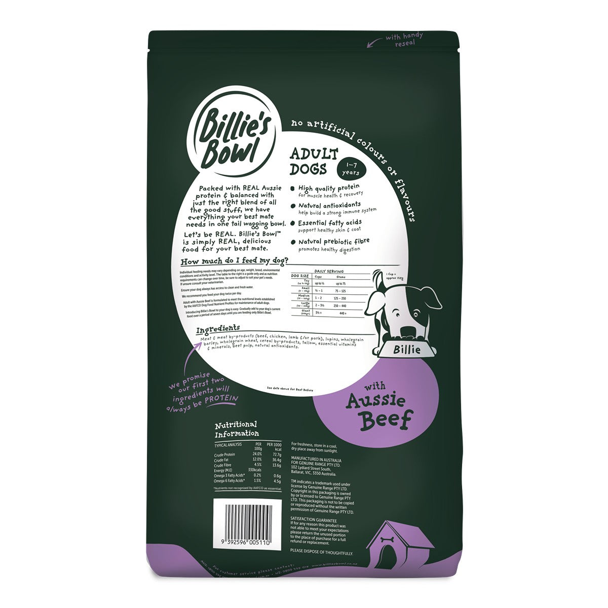 Billie’s Bowl Adult Beef Dry Dog Food