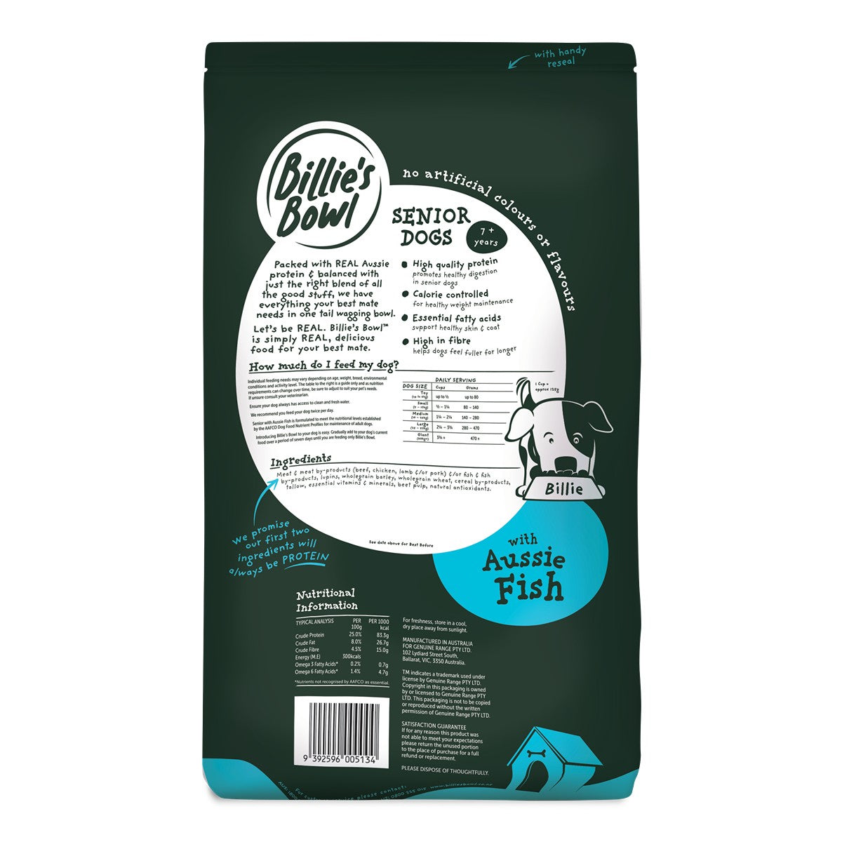 Billie’s Bowl Senior Fish Dry Dog Food