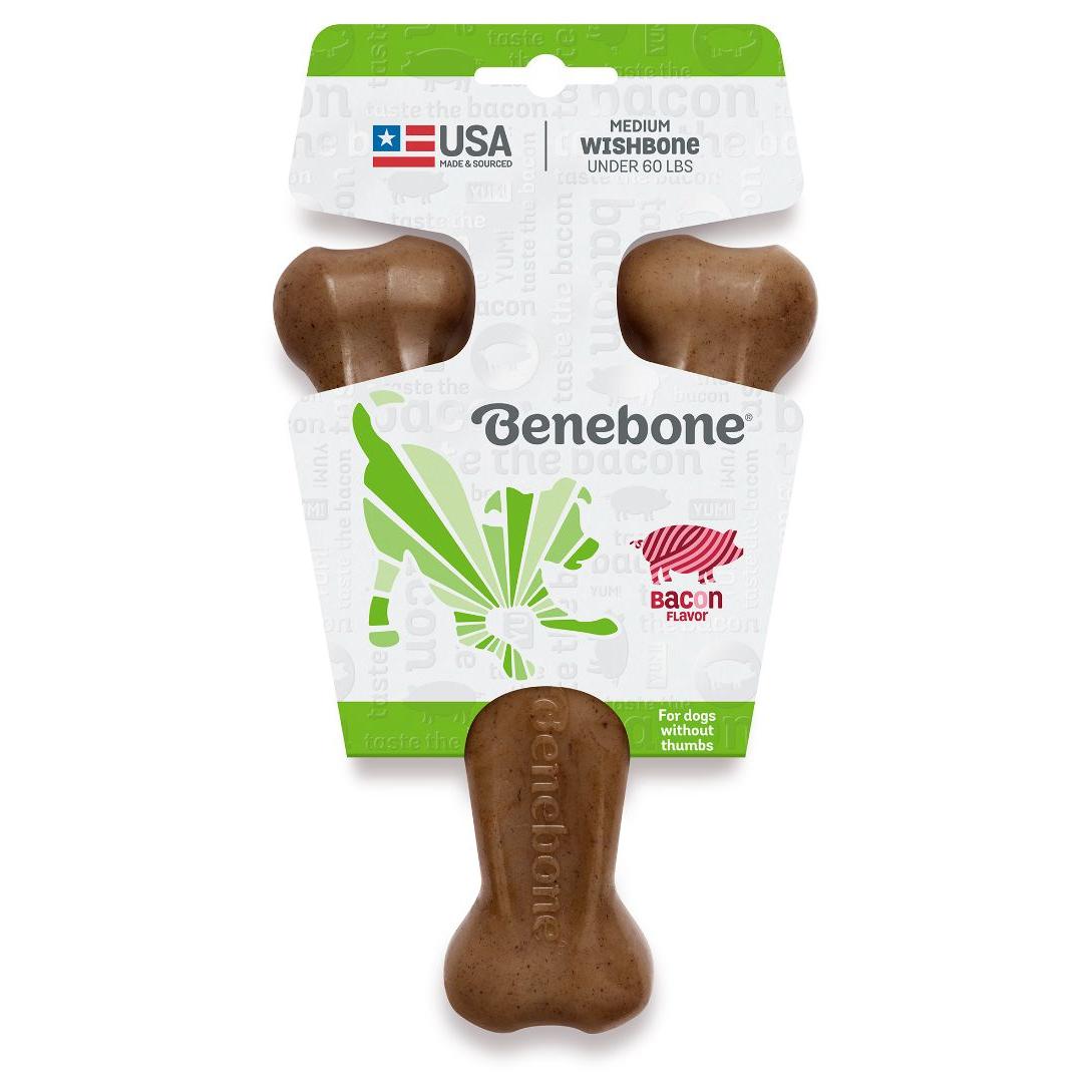 Benebone Bacon Wishbone Dog Chew Toy