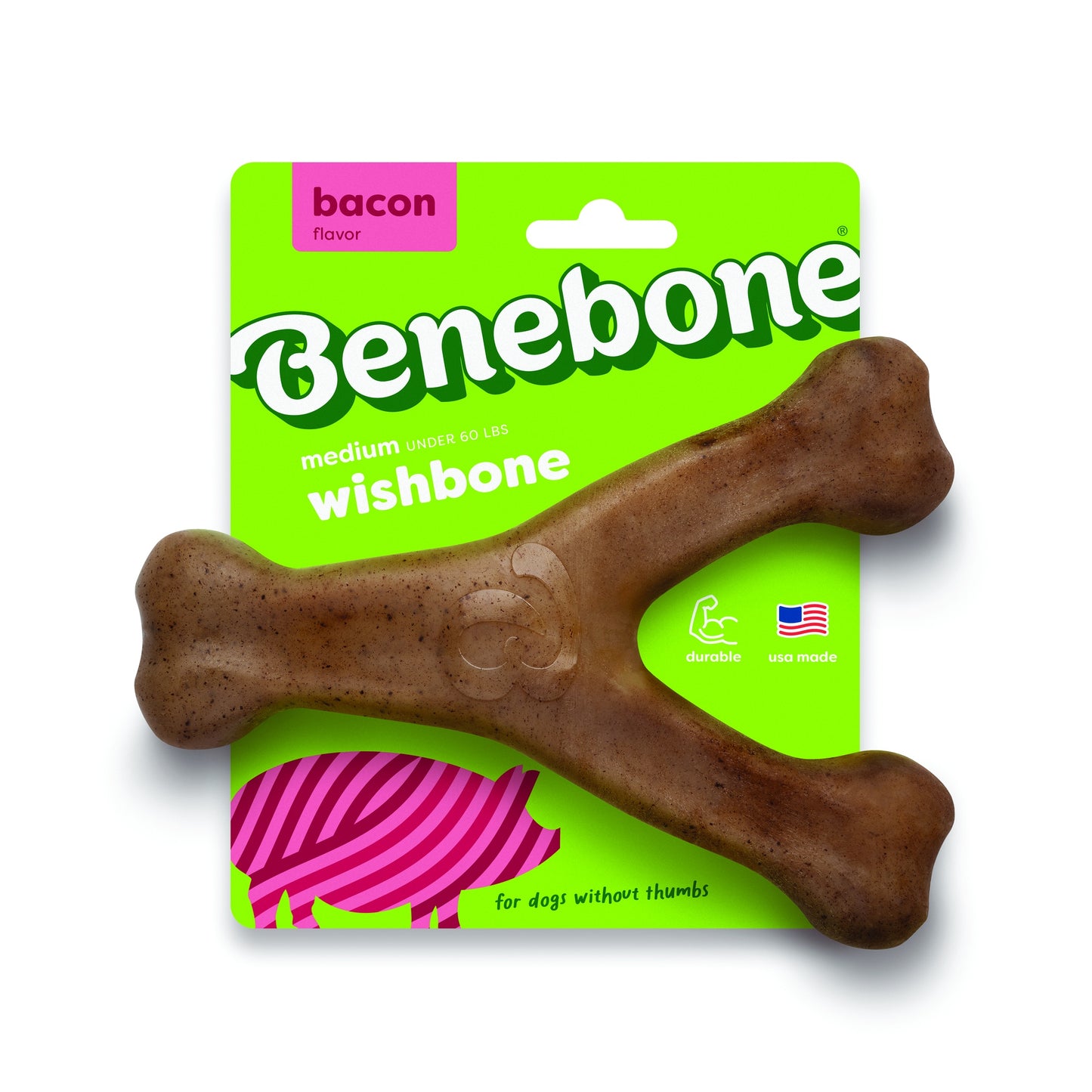 Benebone Bacon Wishbone Dog Chew Toy