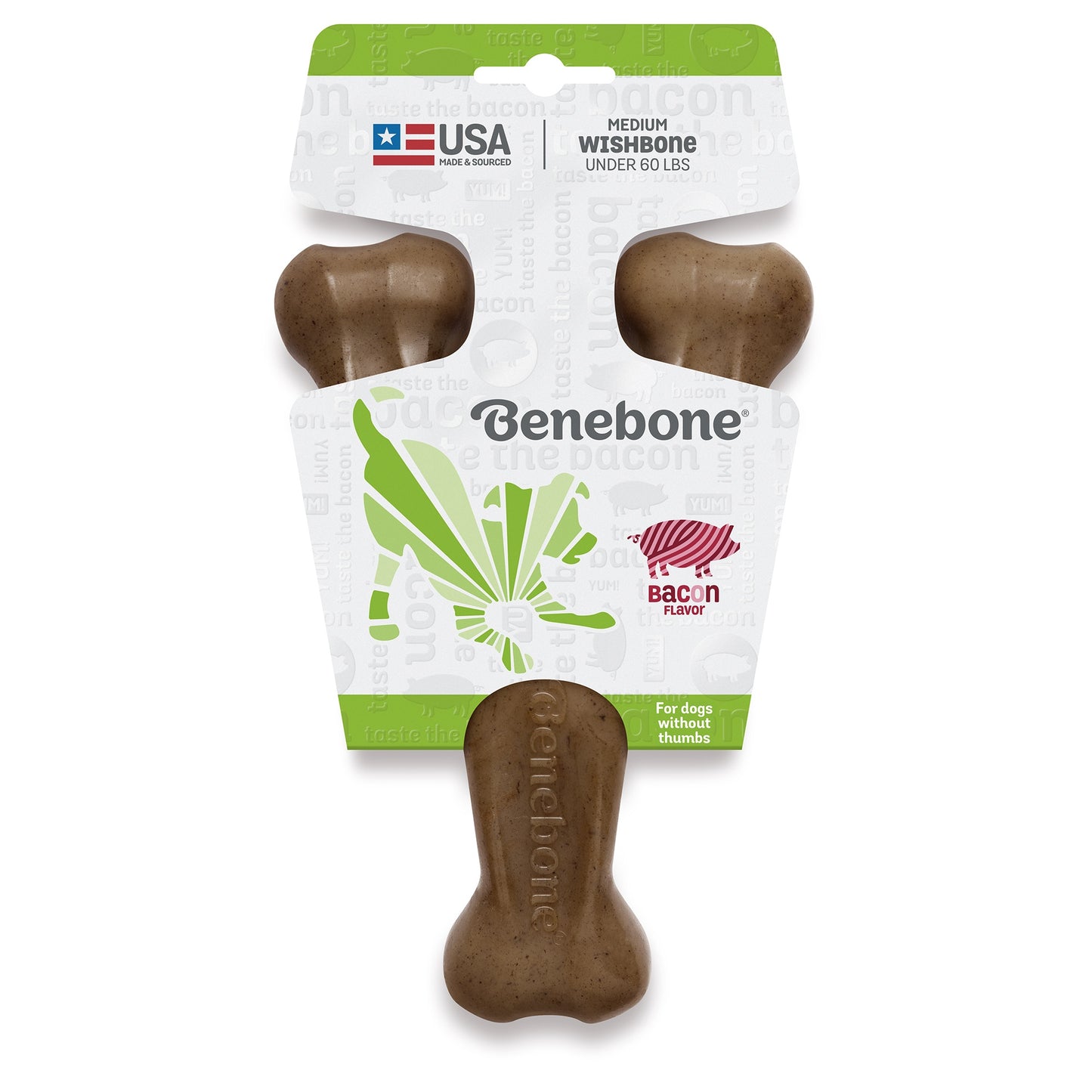 Benebone Bacon Wishbone Dog Chew Toy