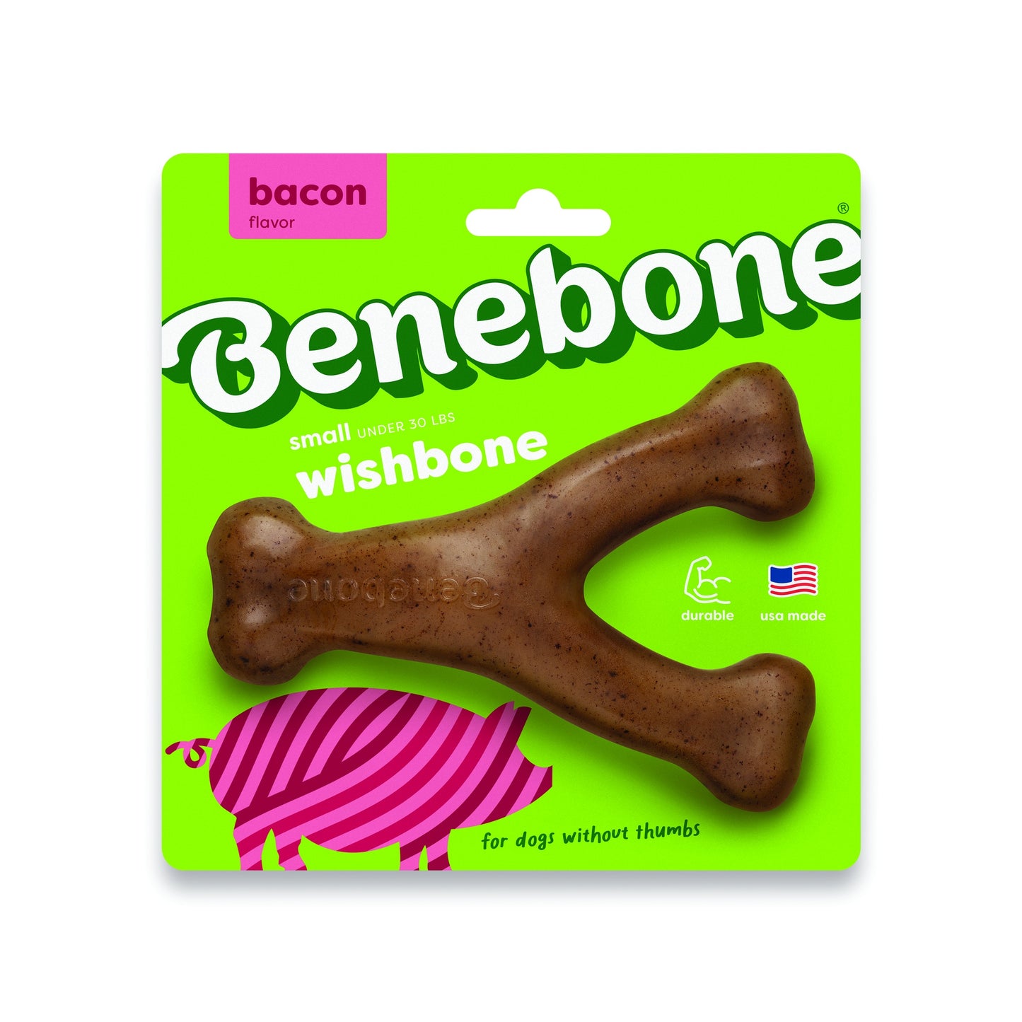 Benebone Bacon Wishbone Dog Chew Toy