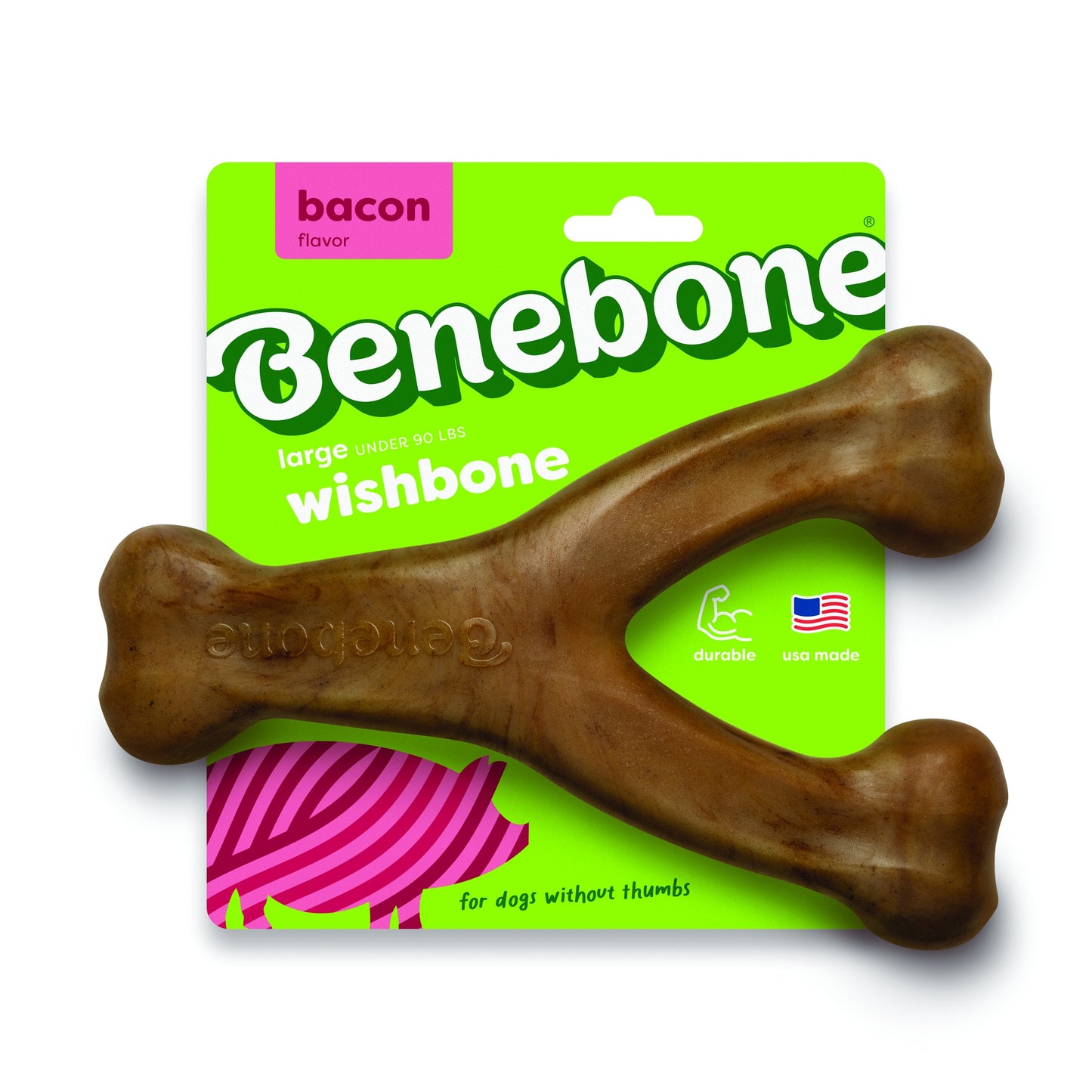 Benebone Bacon Wishbone Dog Chew Toy