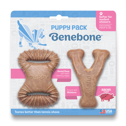 Benebone Puppy Dental Chew + Wishbone Bacon Flavoured