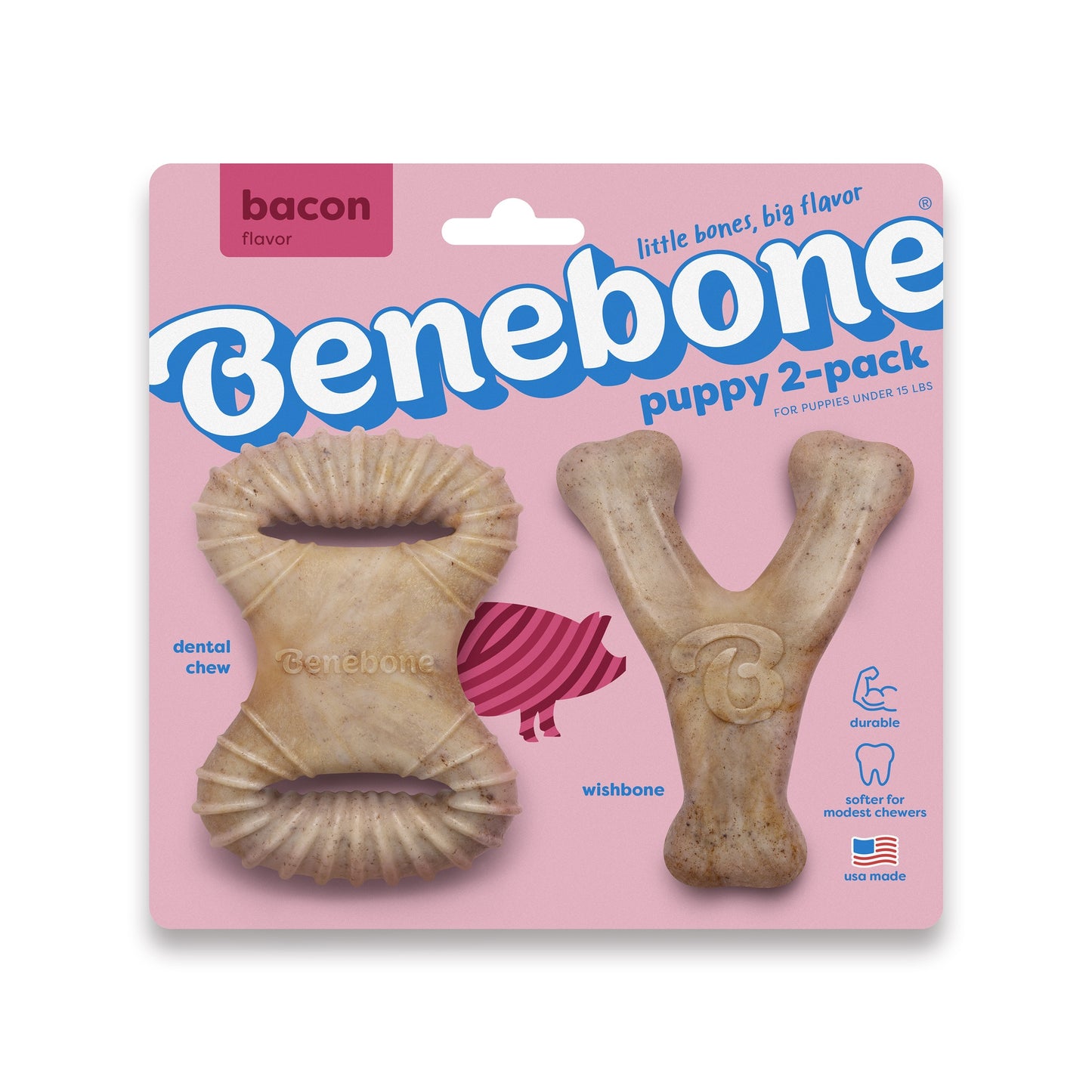 Benebone Puppy Dental Chew + Wishbone Bacon Flavoured