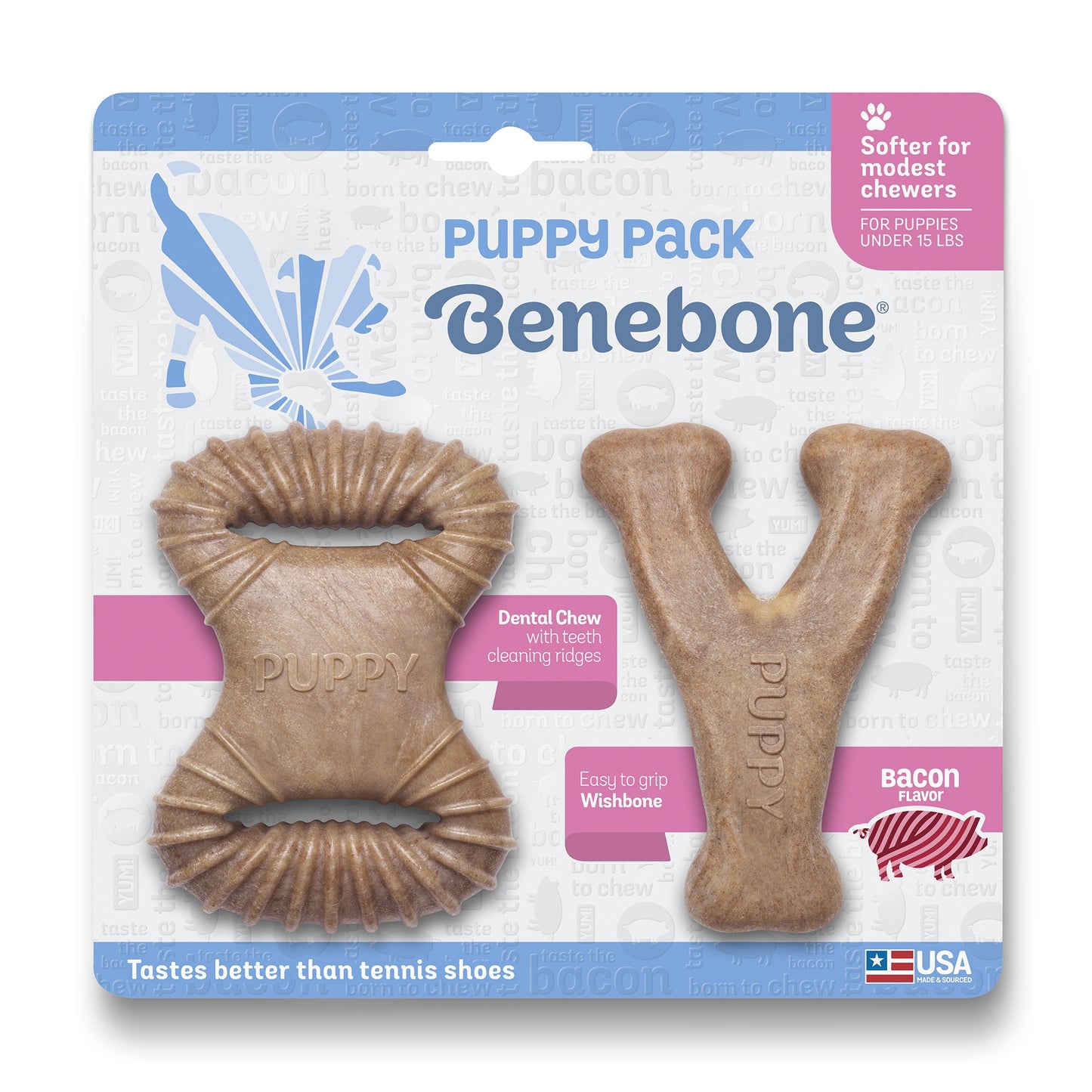 Benebone Puppy Dental Chew + Wishbone Bacon Flavoured