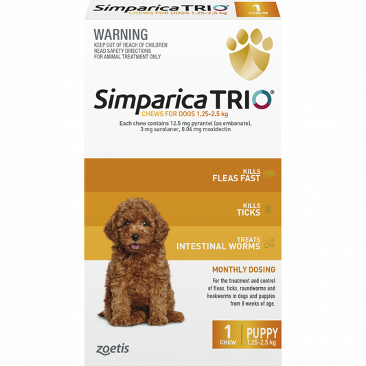 Simparica Trio Chewable Treatment for Puppies 1.25kg-2.5kg