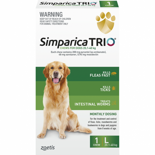 Simparica Trio Chewable Treatment for Large Dogs 20.1kg-40kg