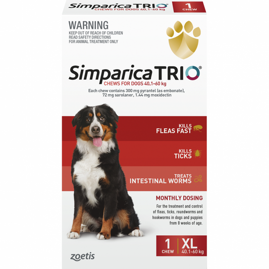 Simparica Trio Chewable Treatment for Extra Large Dogs 40.1kg-60kg