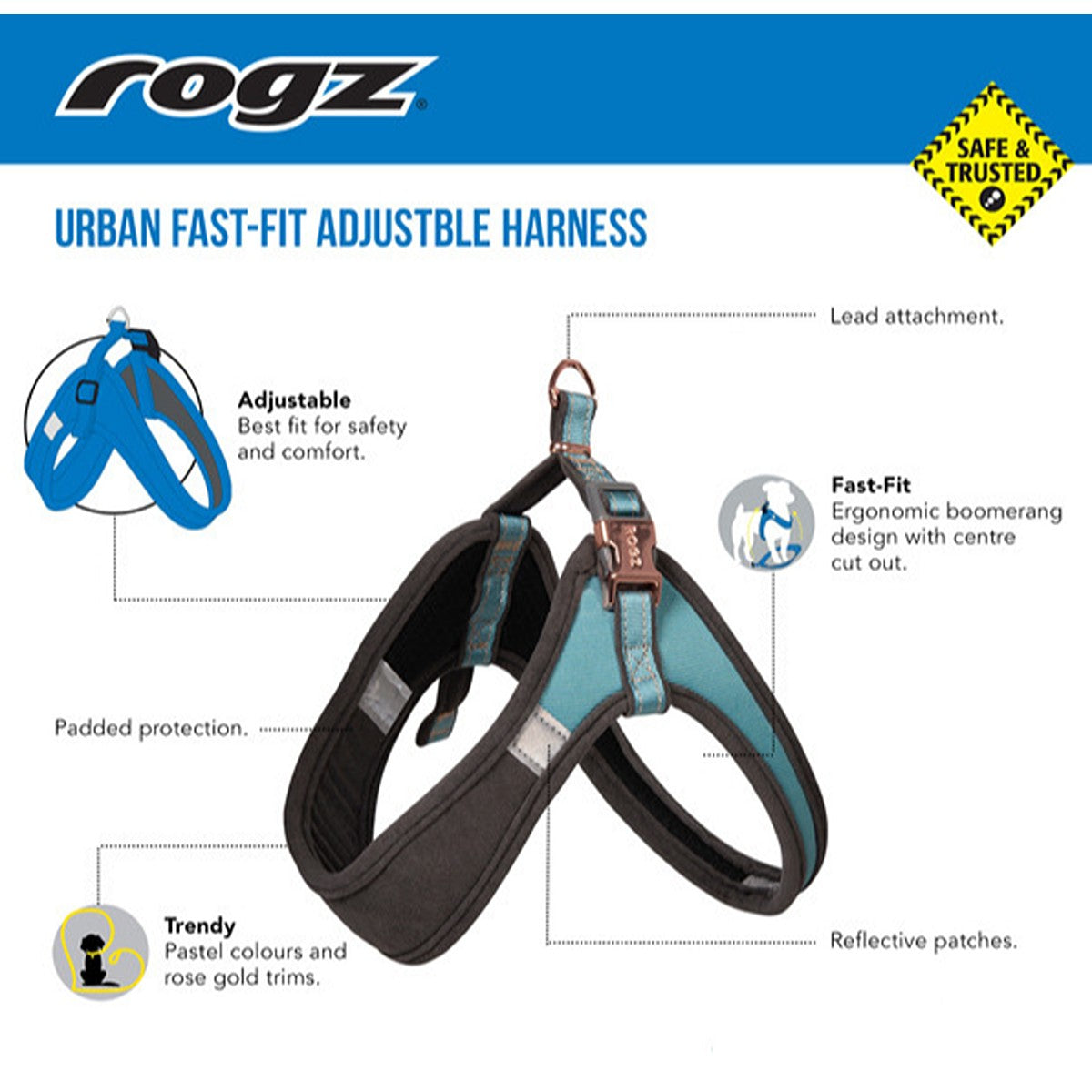 Rogz Adjustable Fast-Fit Urban Dog Harness