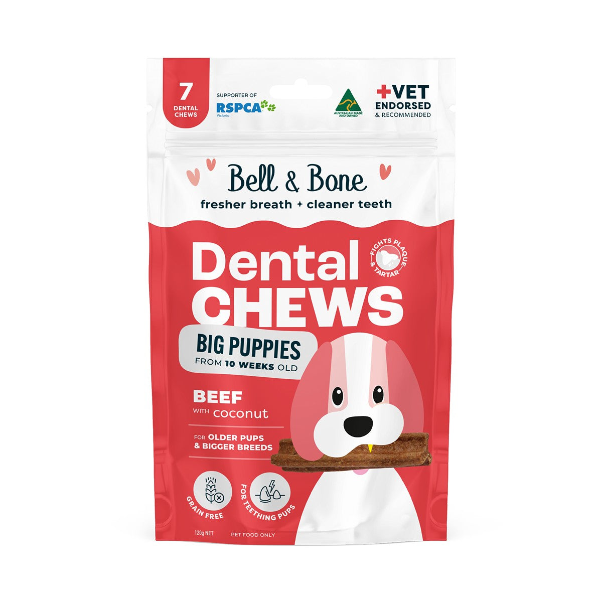 Bell & Bone Beef Puppy Dental Chew Dog Treats