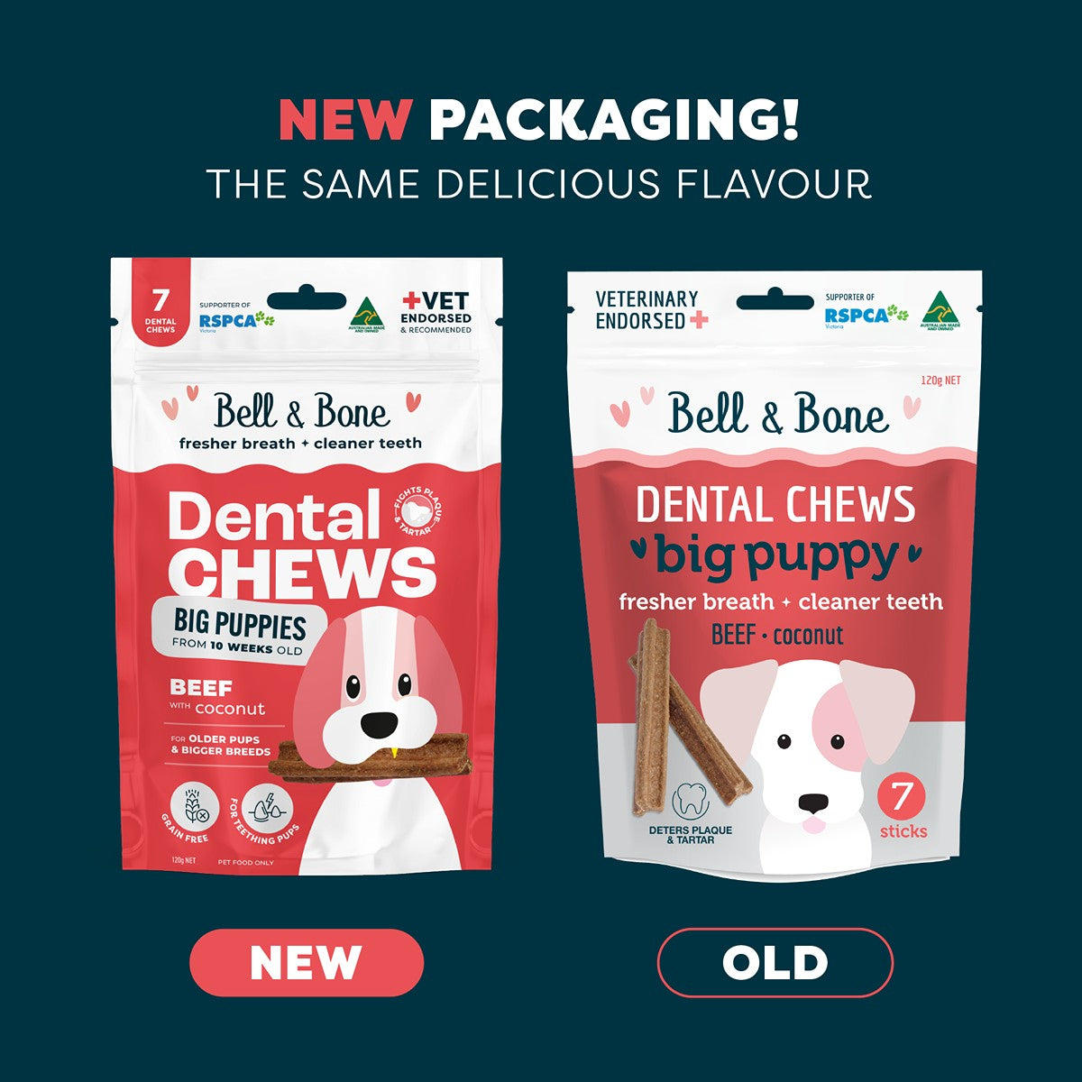 Bell & Bone Beef Puppy Dental Chew Dog Treats