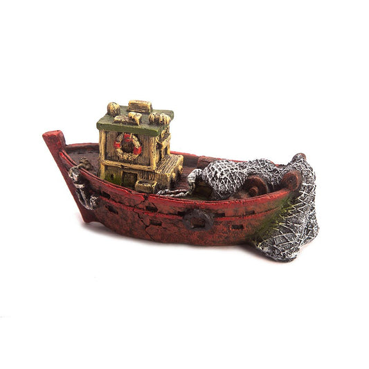 AquaWorld Red Fishing Boat Ornament