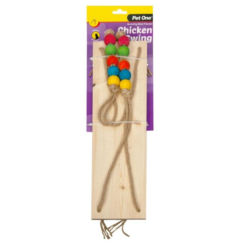 Pet One Chicken Toy Wooden Swing