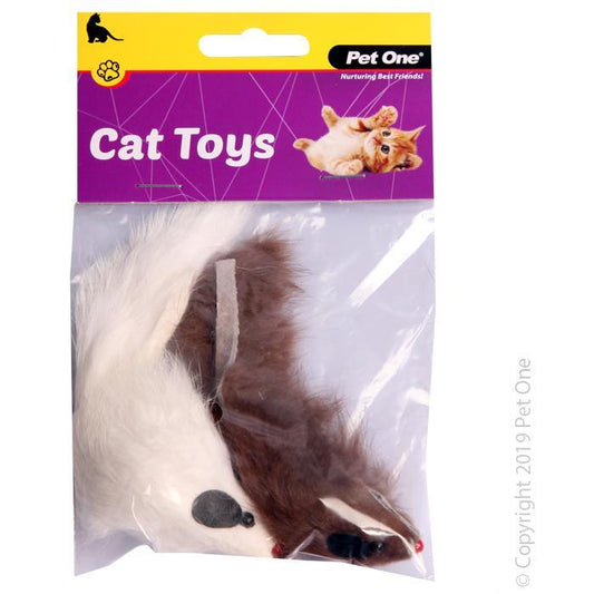 Pet One Brown & White Mice Cat Toy