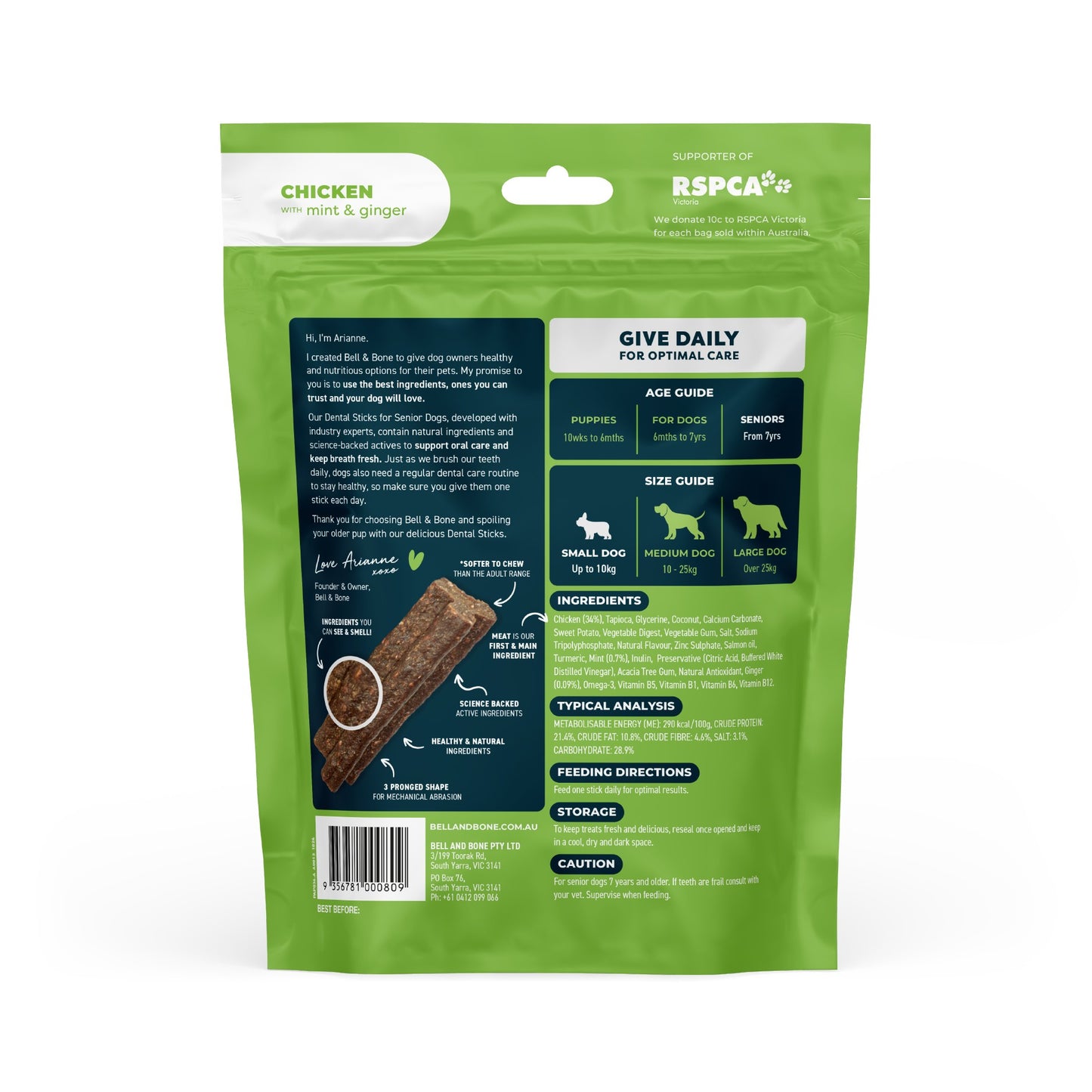 Bell & Bone Chicken Senior Dental Stick Dog Treats