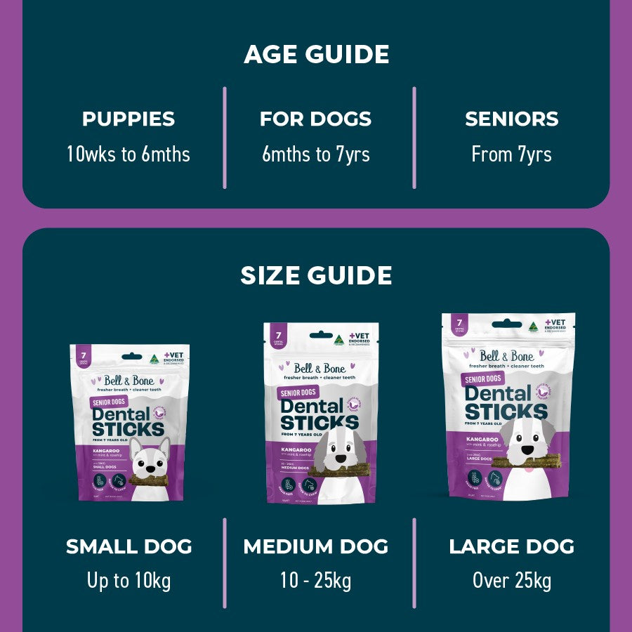 Bell & Bone Kangaroo Senior Dental Stick Dog Treats