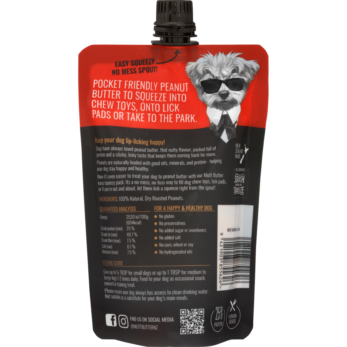 Mutt Butter Peanut Butter Pouch for Dogs