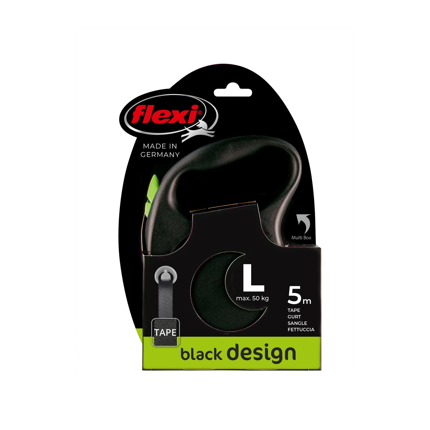 Flexi Black Design Tape Retractable Leash 5m