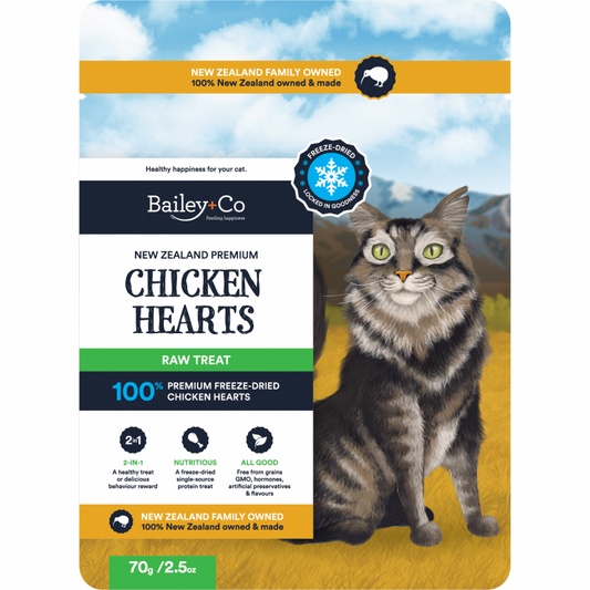 Bailey+Co Freeze Dried NZ Chicken Heart Raw Cat Treats