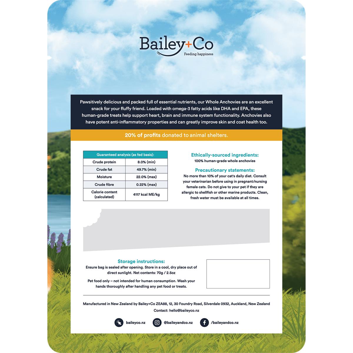 Bailey+Co Freeze Dried Anchovy Raw Cat Treats