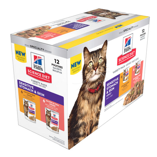 Hill’s Science Diet Adult Sensitive Skin & Stomach Variety Pack Wet Cat Food Pouches