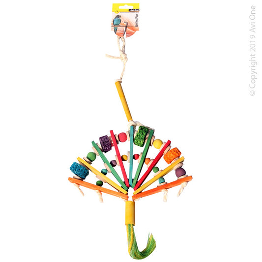 Avi One Parrot Toy - Wooden Fan With Beads