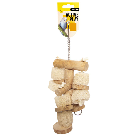 Avi One Wood & Loofah Discs Bird Toy