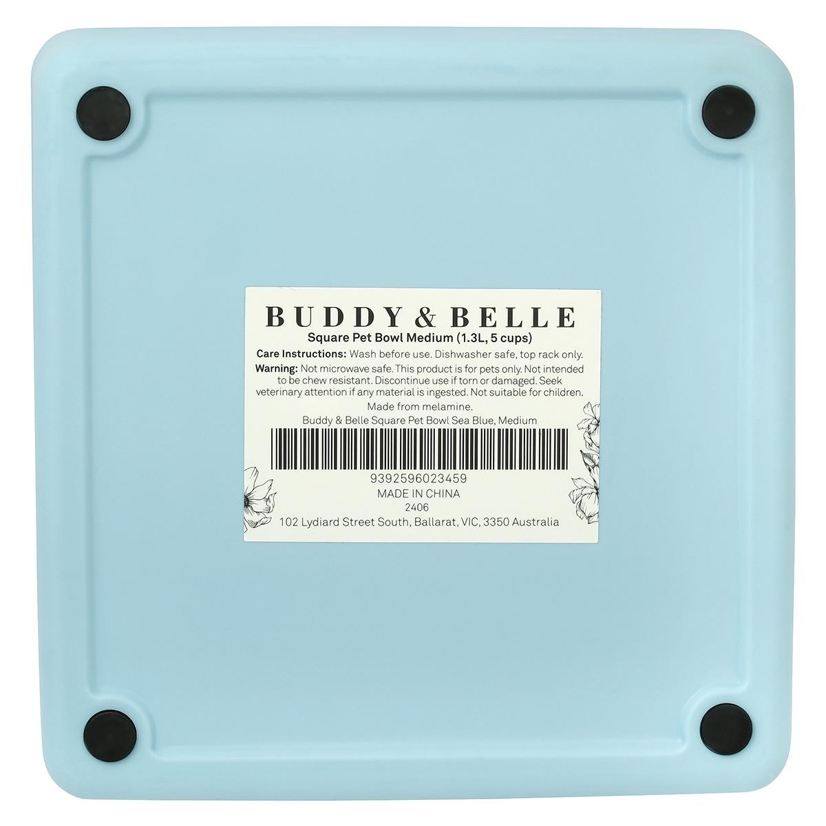 Buddy & Belle Square Pet Bowl Sea Blue