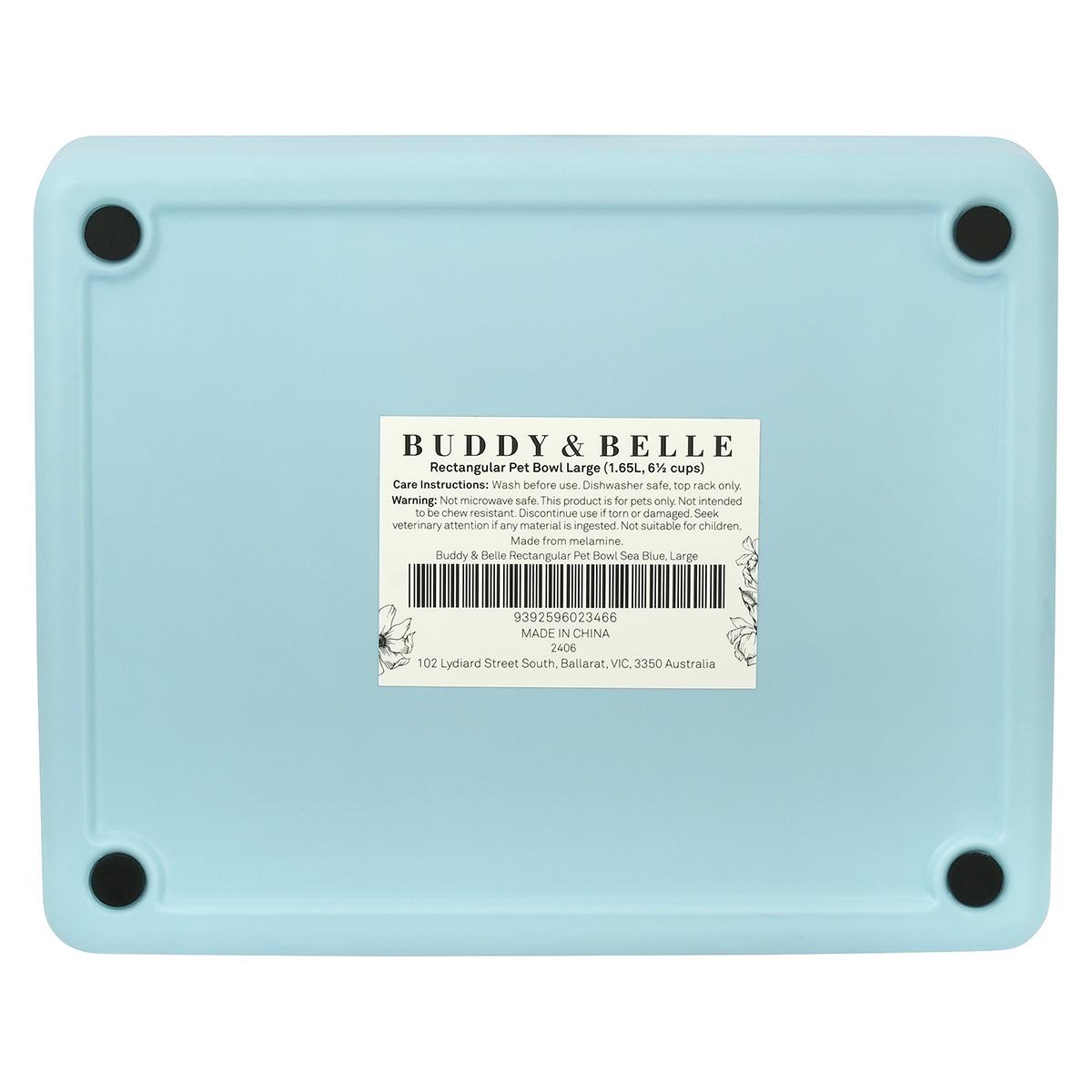 Buddy & Belle Rectangular Pet Bowl Sea Blue