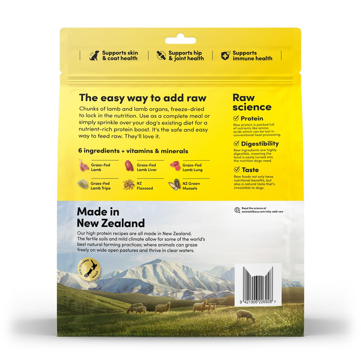 Animals Like Us Freeze-Dried Meal or Mixer Lamb & Lamb Tripe Dog Food