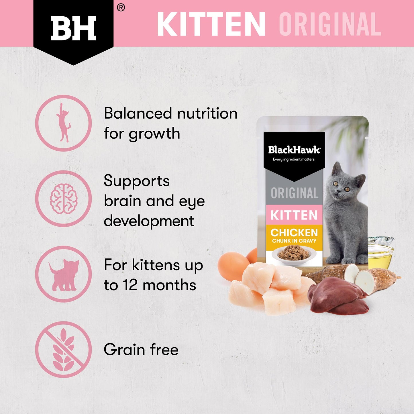 Black Hawk Original Kitten Chicken in Gravy Wet Cat Food