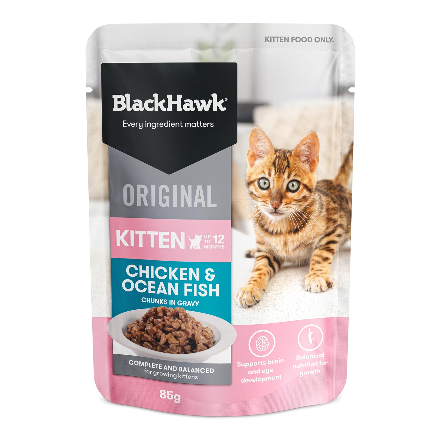 Black Hawk Original Kitten Chicken & Fish in Gravy Wet Cat Food