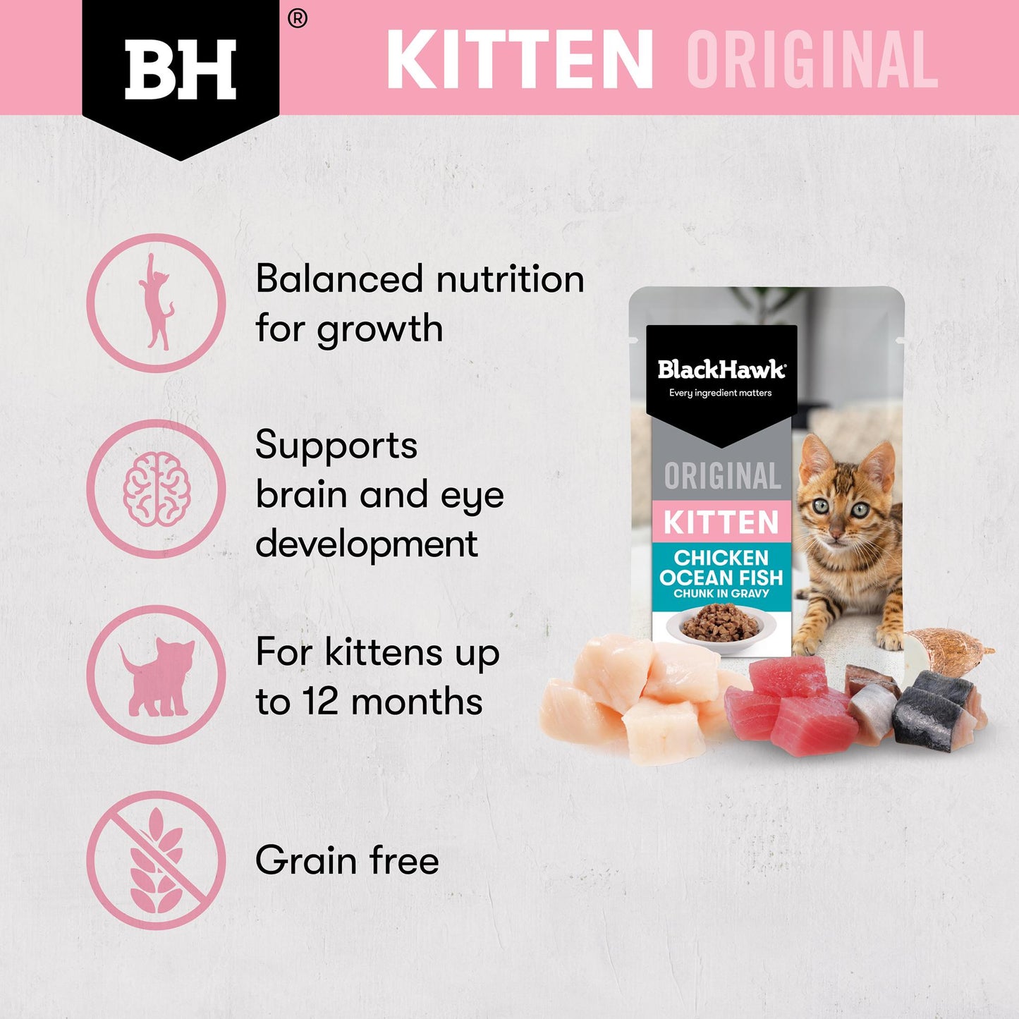 Black Hawk Original Kitten Chicken & Fish in Gravy Wet Cat Food
